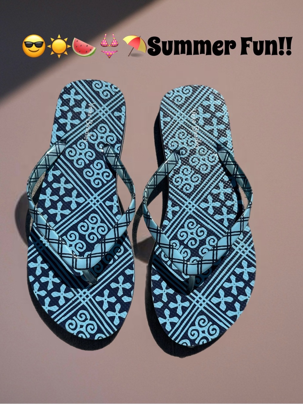 Vera Bradley Signature Blue Print Flip Flops | Size M | Coastal Chic